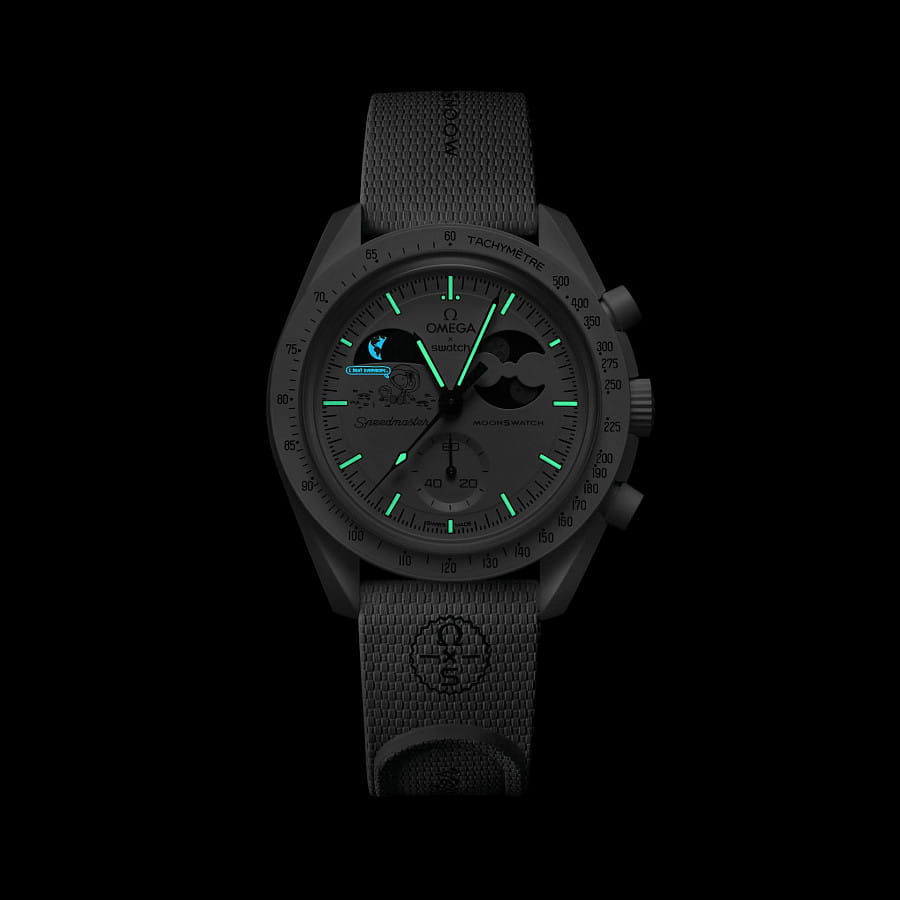 Часы Swatch x Omega Bioceramic Moonswatch Mission to the Moonphase - Full Moon SO33W701L — Швейцария, кварцевые