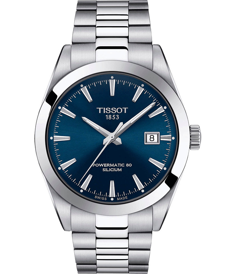 Часы Tissot Gentleman Powermatic 80 Silicium T127.407.11.041.00 — мужские, синий