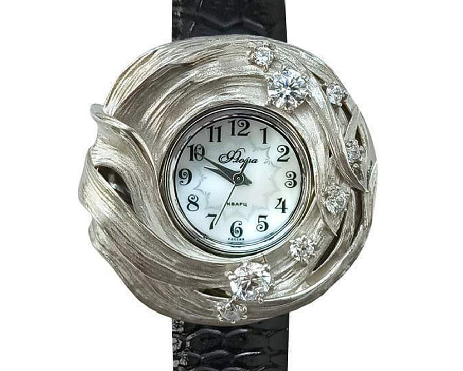 Часы УЧЗ Flora 1143S20-B6L2-1 Росинка — кварцевые, латунь