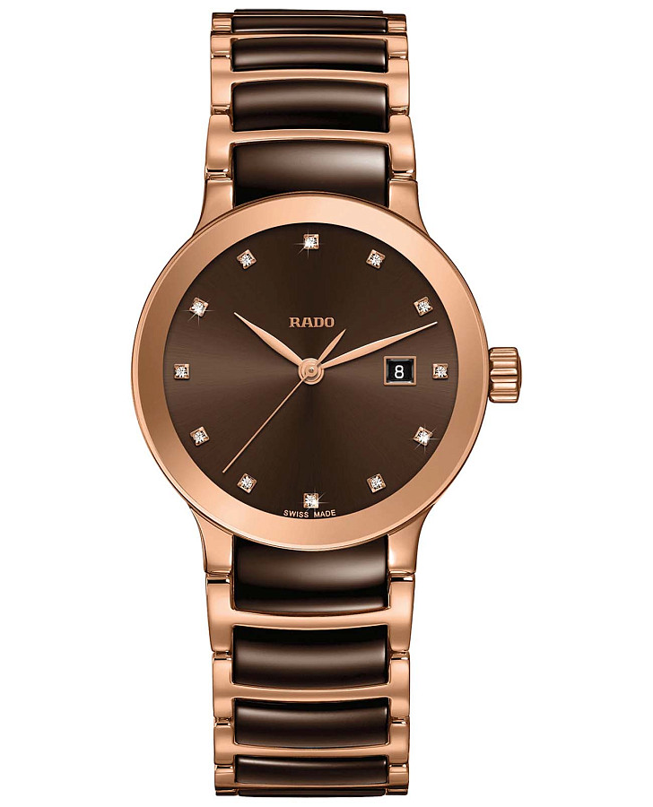 Часы Rado Centrix Automatic Diamonds R30555724 — женские, коричневый