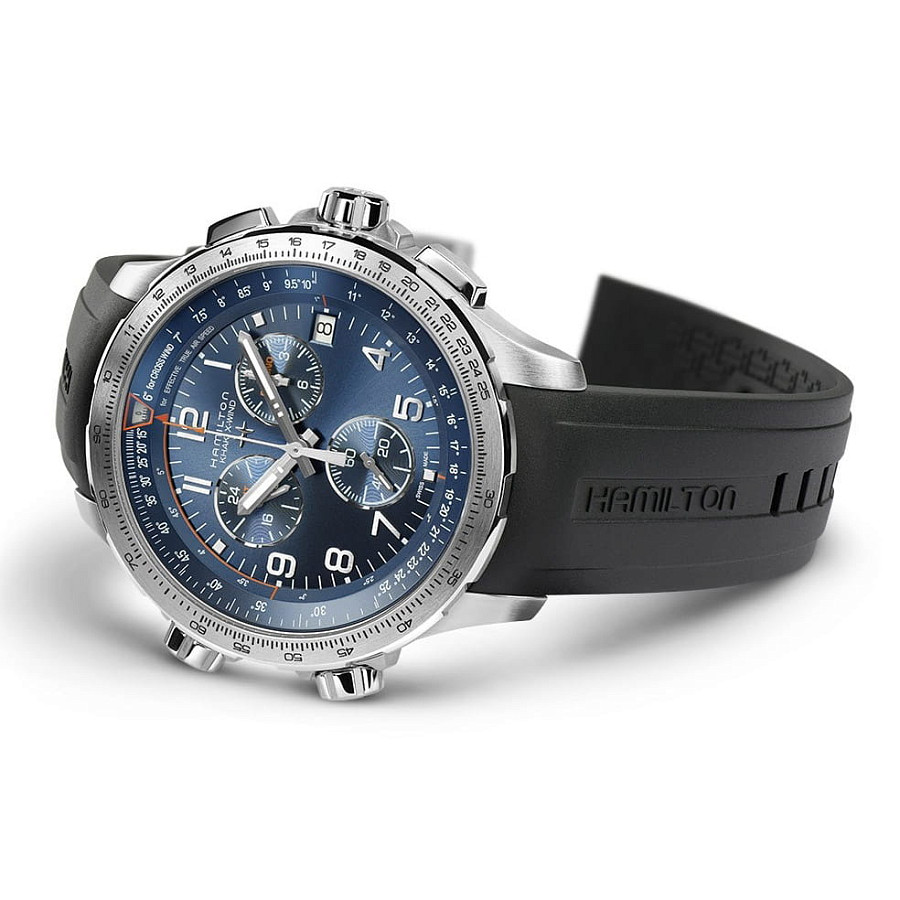 Часы Hamilton Khaki Aviation X-Wind GMT H77922341 — мужские, каучук