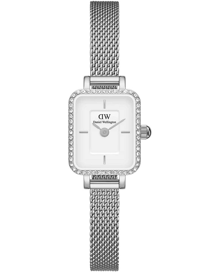 Часы Daniel Wellington Quadro Mini Lumine Bezel Silver DW00100732 — женские, белый
