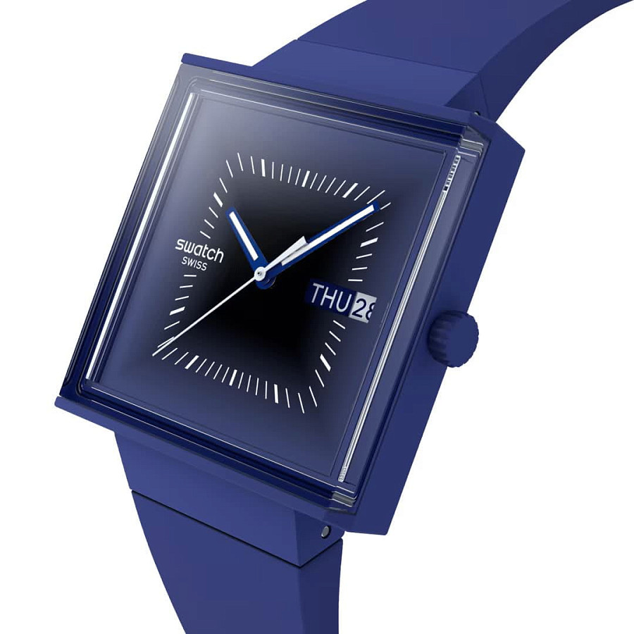 Часы Swatch Squarely Blacklight SO34N700 — кварцевые, биокерамика