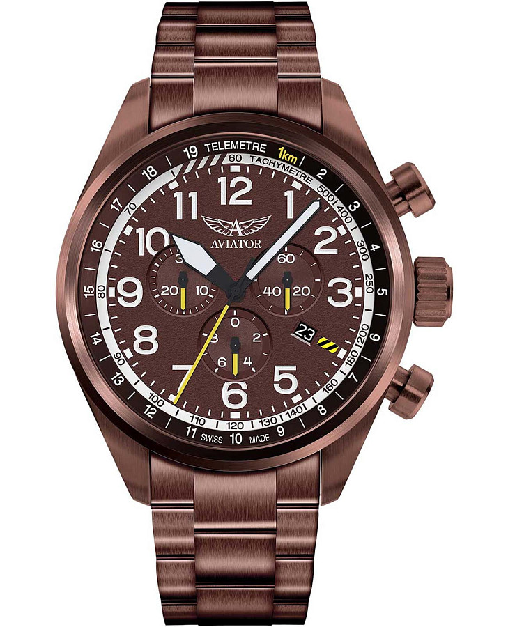 Часы Aviator Airacobra P45 Chrono V.2.25.8.172.5 — мужские, коричневый