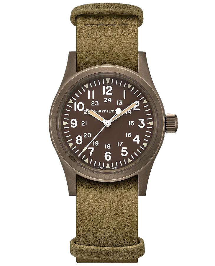 Часы Hamilton Khaki Field Mechanical H69449861 — мужские, коричневый