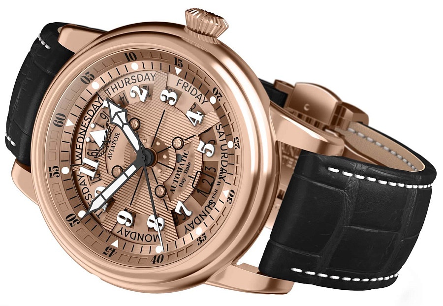 Часы Aviator Douglas Day-Date Meca-41 V.3.36.2.288.4 — механические, металл сталь