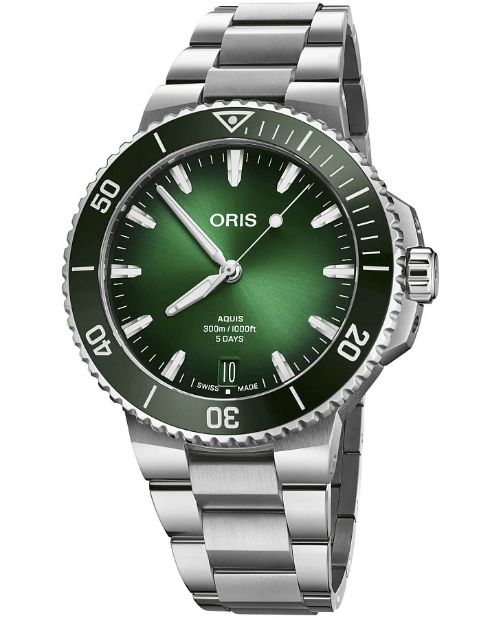 Часы Oris Aquis Date Calibre 400 01 400 7790 4157-07 8 23 02PEB — мужские, зеленый
