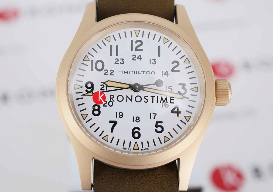 Часы Hamilton Khaki Field Mechanical Bronze H69459510 — кожаный, мужские
