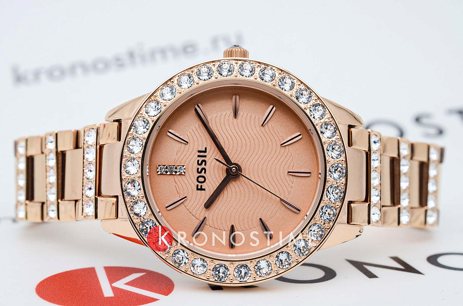 Часы Fossil Carlie ES3020 — кварцевые, сталь металл
