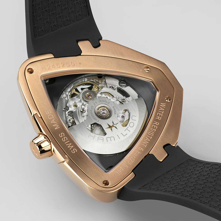 Часы Hamilton Ventura Elvis80 Skeleton Auto H24525332 — каучук, мужские