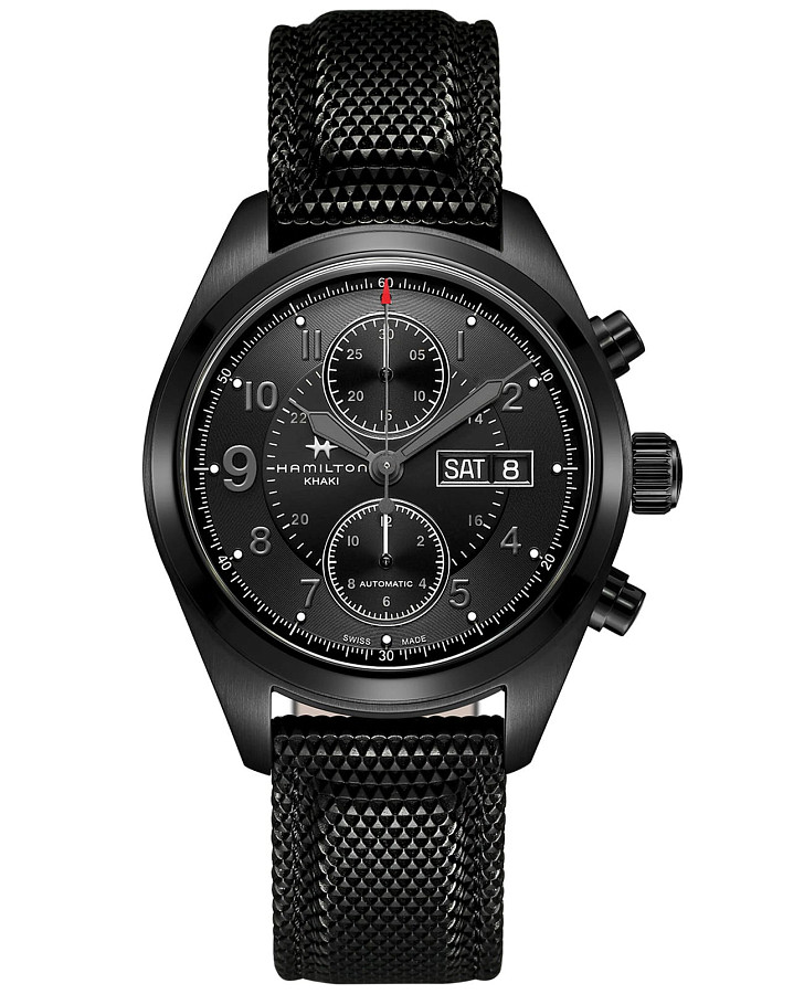 Часы Hamilton Khaki Field Auto Chrono H71626735 — мужские, черный