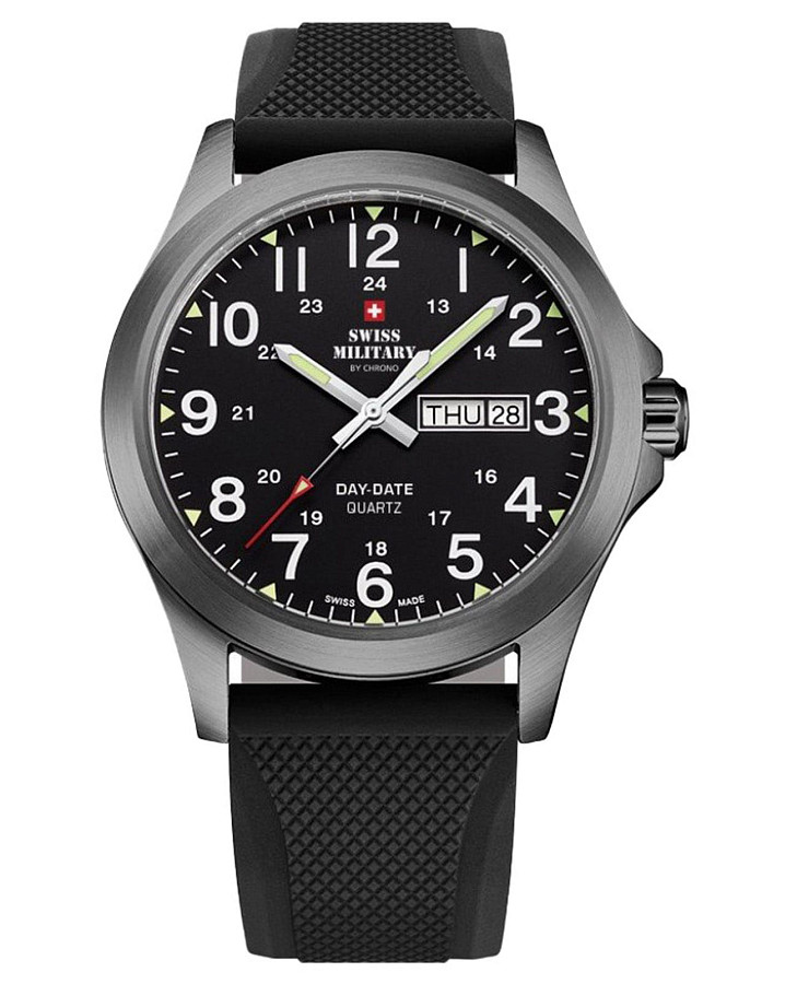 Часы Swiss Military by Chrono Day Date SMP36040.20 — мужские, черный
