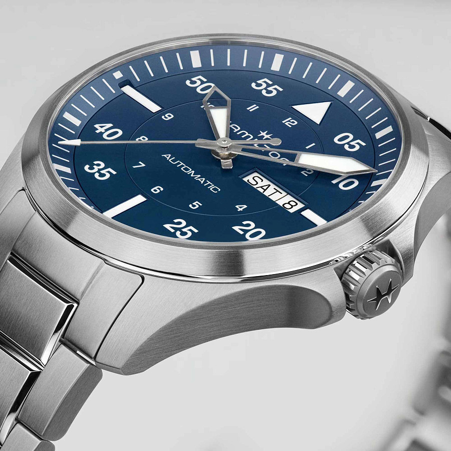 Часы Hamilton Khaki Aviation Pilot Day Date Auto H64635140 — нержавеющая сталь, мужские