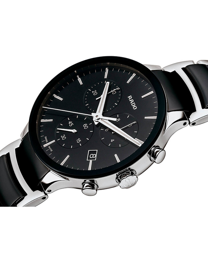 Часы Rado Centrix Chronograph R30130152 — мужские, сталь + керамические вставки