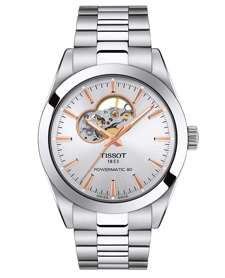 Часы Tissot Gentleman Powermatic 80 Silicium T127.407.11.031.01 — мужские, серебристый
