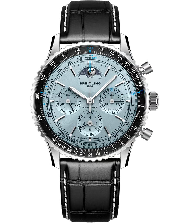 Часы Breitling Navitimer B19 Chronograph 43 Perpetual Calendar PB1920251C1P1 — мужские, голубой