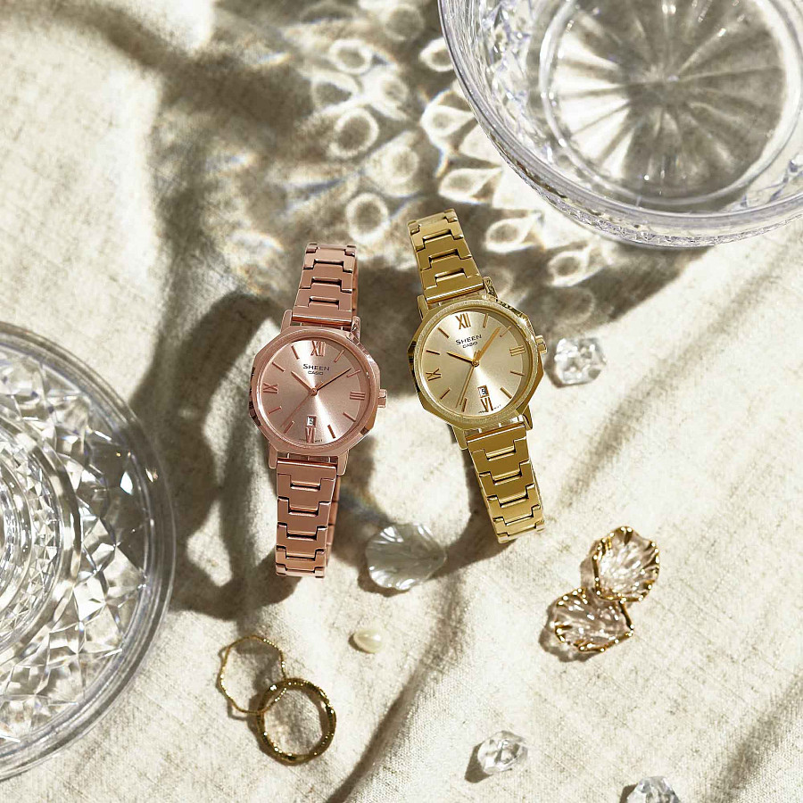 Часы Casio Sheen SHE-4554G-9AUDF (SHE-4554G-9A) — кварцевые, металл сталь