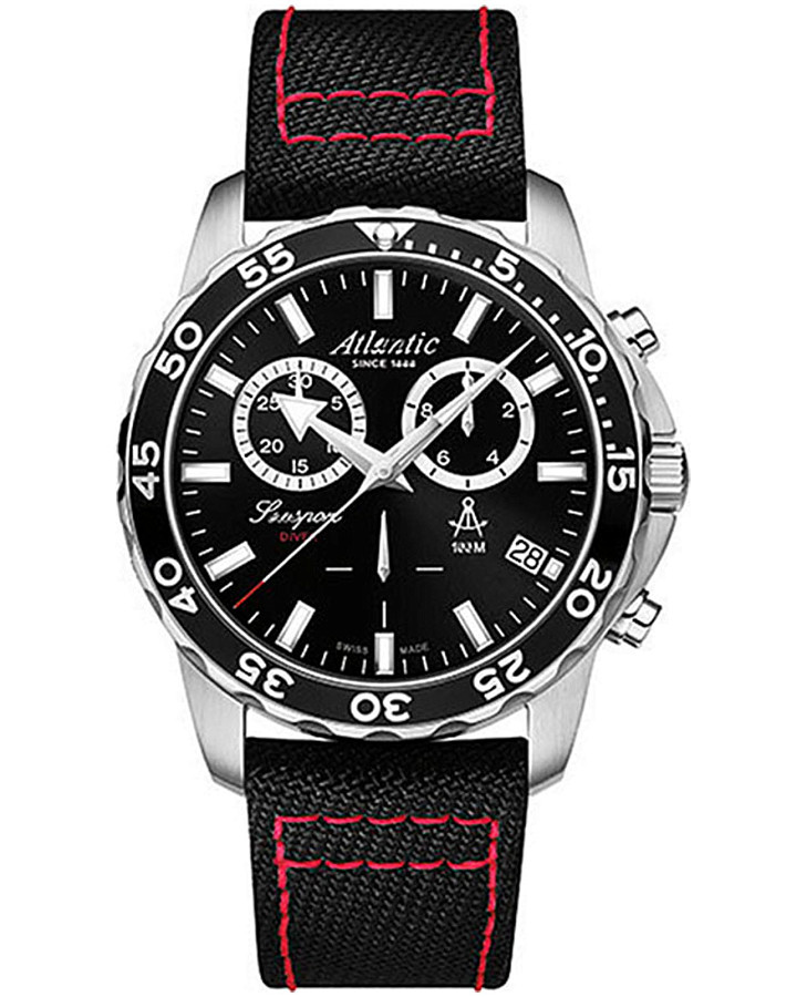 Часы Atlantic Seasport Diver Chronograph 87462.41.61NY — мужские, черный