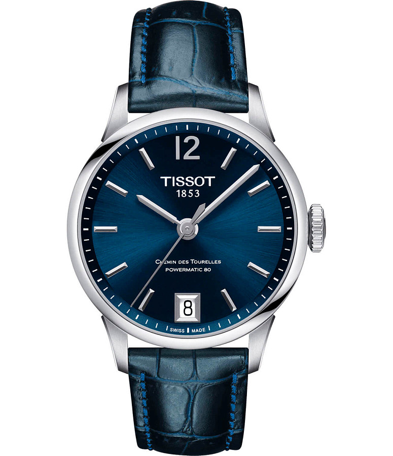 Часы Tissot Chemin des Tourelles Powermatic 80 Lady T099.207.16.047.00 — женские, синий