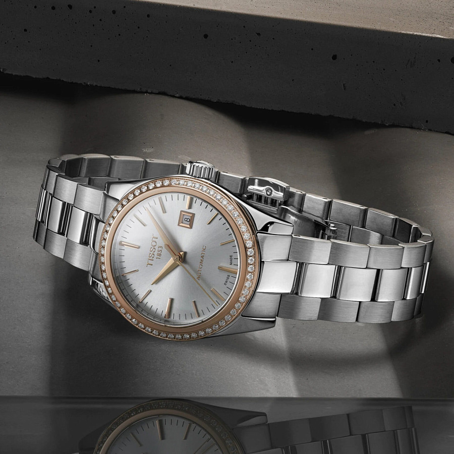 Часы Tissot T-My Lady Automatic 18K Gold T930.007.41.031.00 — серебристый, сталь металл золото