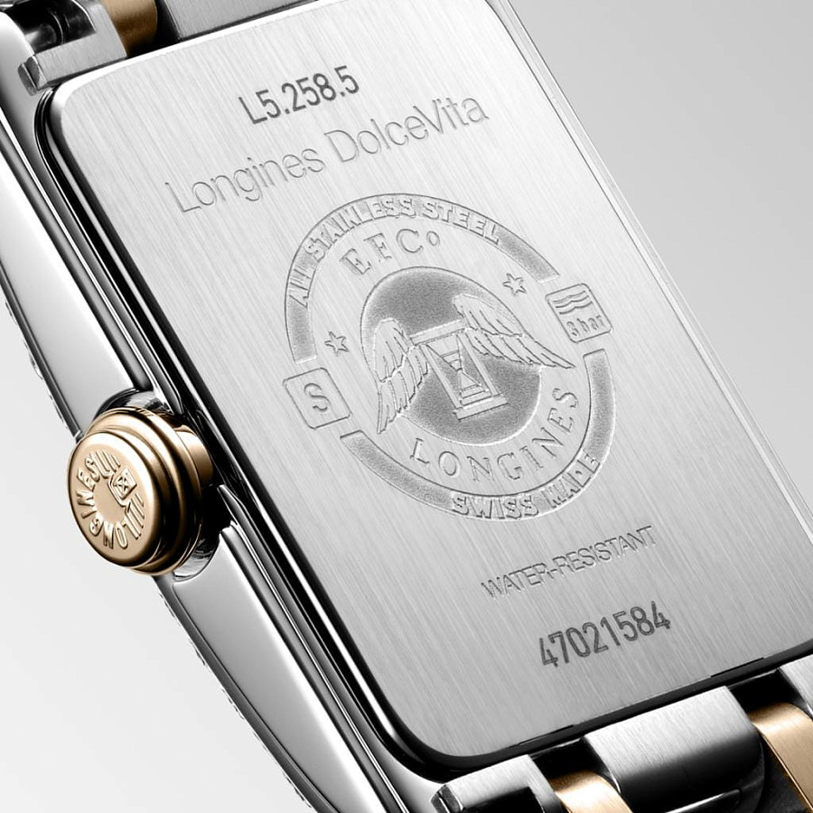 Часы Longines DolceVita L5.258.5.79.7 — женские, нержавеющая сталь и 18 каратное розовое золото