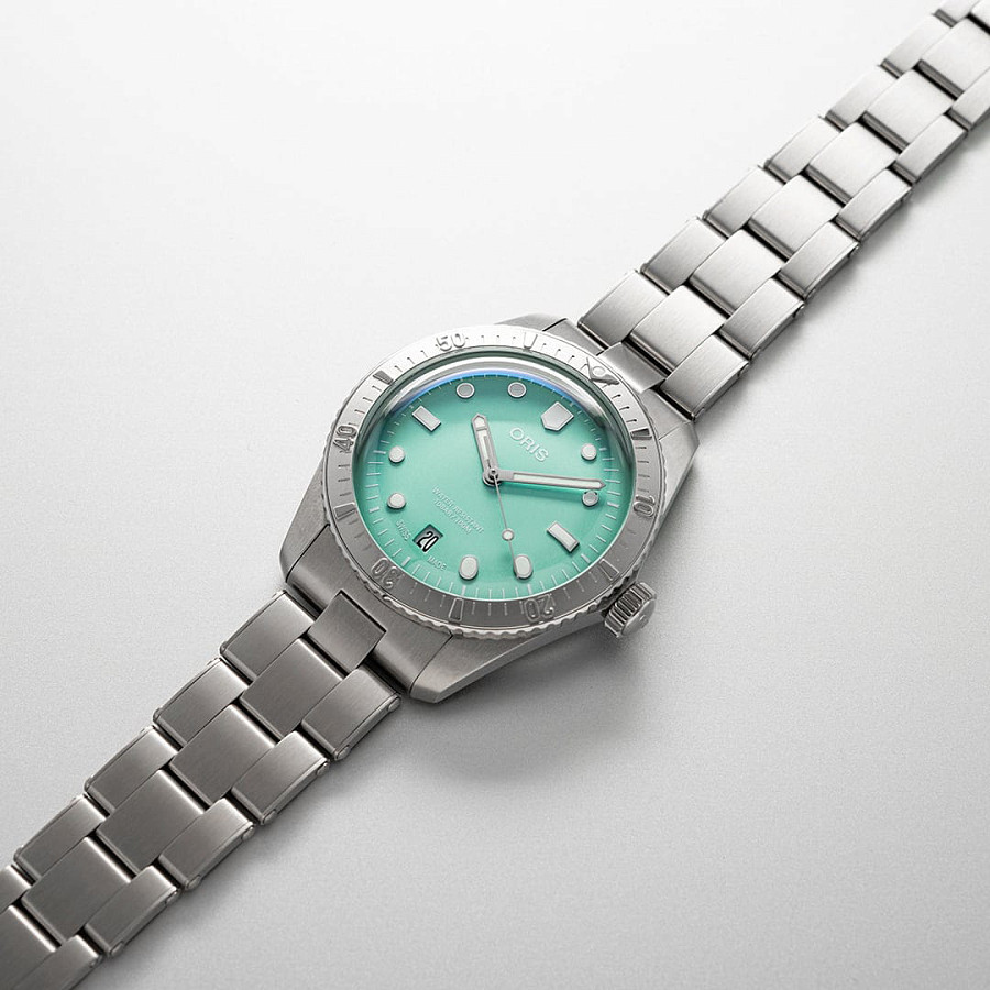 Часы Oris Divers Sixty‑Five 'Cotton Candy' 01 733 7771 4057-07 8 19 18 — нержавеющая сталь, мужские