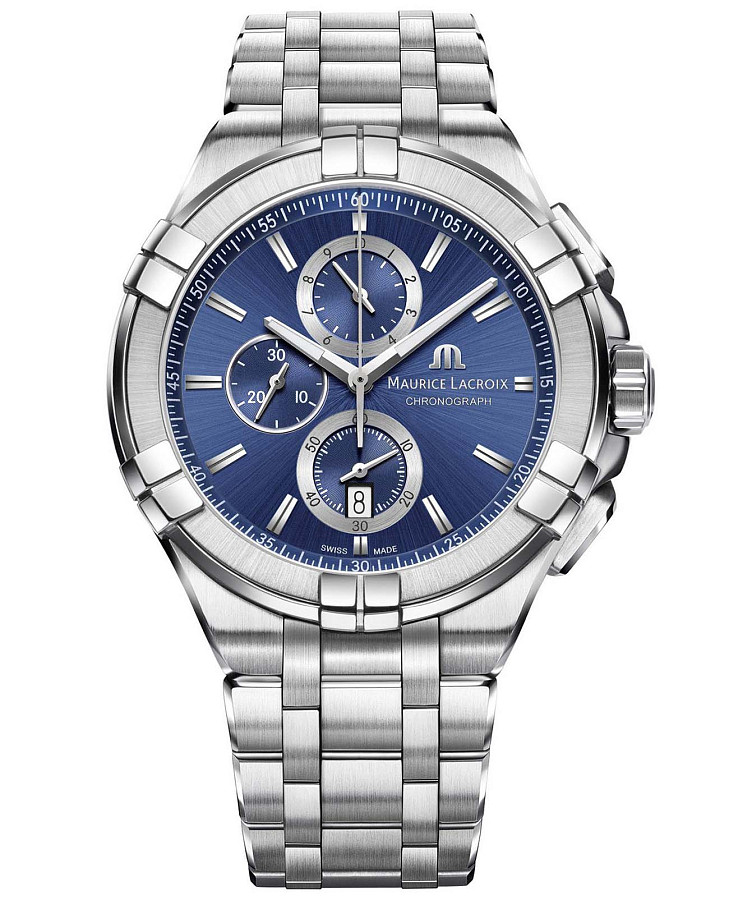 Часы Maurice Lacroix Aikon Chronograph AI1018-SS002-430-1 — мужские, синий