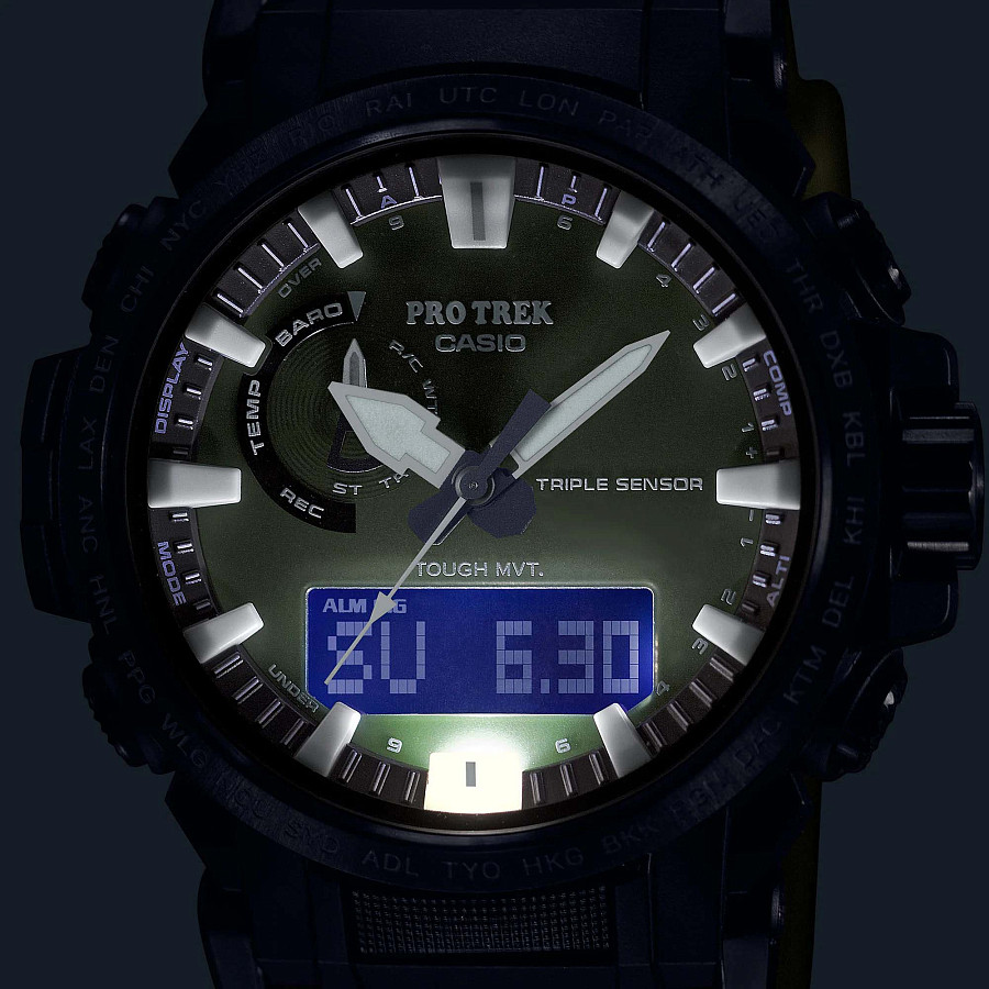 Часы Casio Pro Trek PRW-61Y-3 — мужские, карбон + полимер
