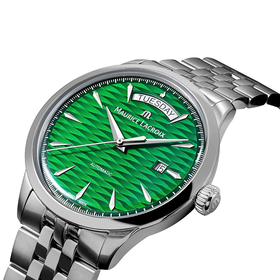 Часы Maurice Lacroix 1975 Automatic Vagues Du Jura Green 756058-SS002-630-1 — механические, сталь металл