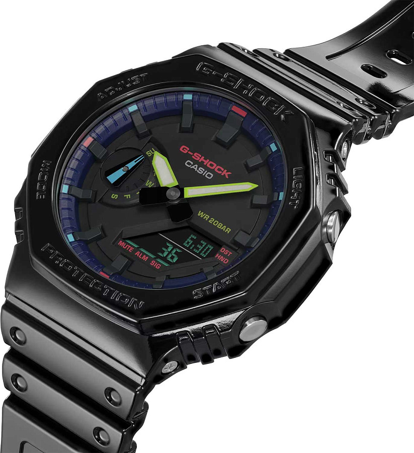 Часы Casio G-Shock GA-2100RGB-1ADR (GA-2100RGB-1A) — пластик, мужские