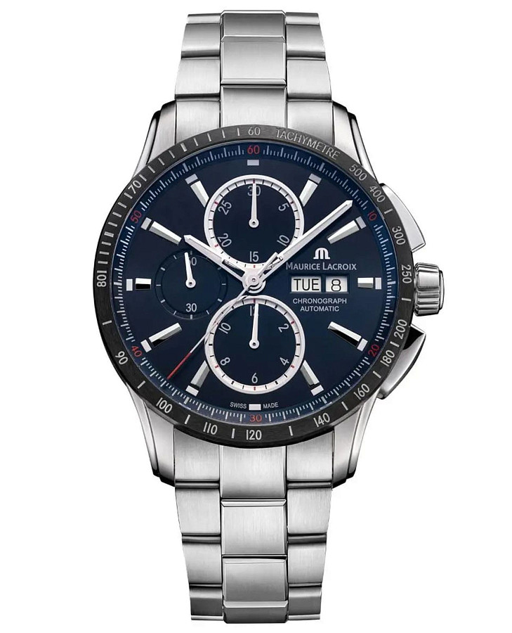 Часы Maurice Lacroix Pontos Chronograph 43mm PT6038-SSL22-430-1 — мужские, синий