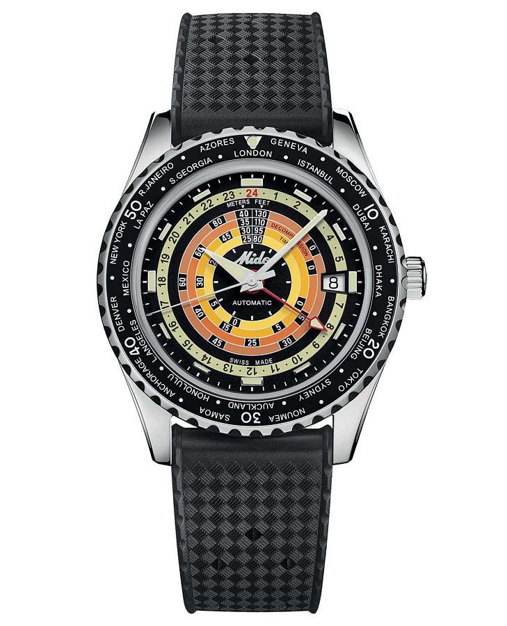 Часы Mido Ocean Star Decompression Worldtimer 200 M026.829.17.051.00 — мужские, цветной