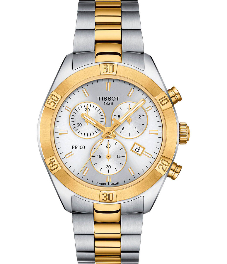Часы Tissot PR 100 Sport Chic Chronograph T101.917.22.031.00 — женские, серебристый