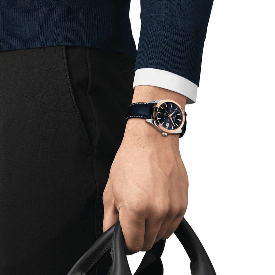 Часы Tissot Gentleman Powermatic 80 Silicium 18K Gold T927.407.46.041.00 — механические, сталь золото металл