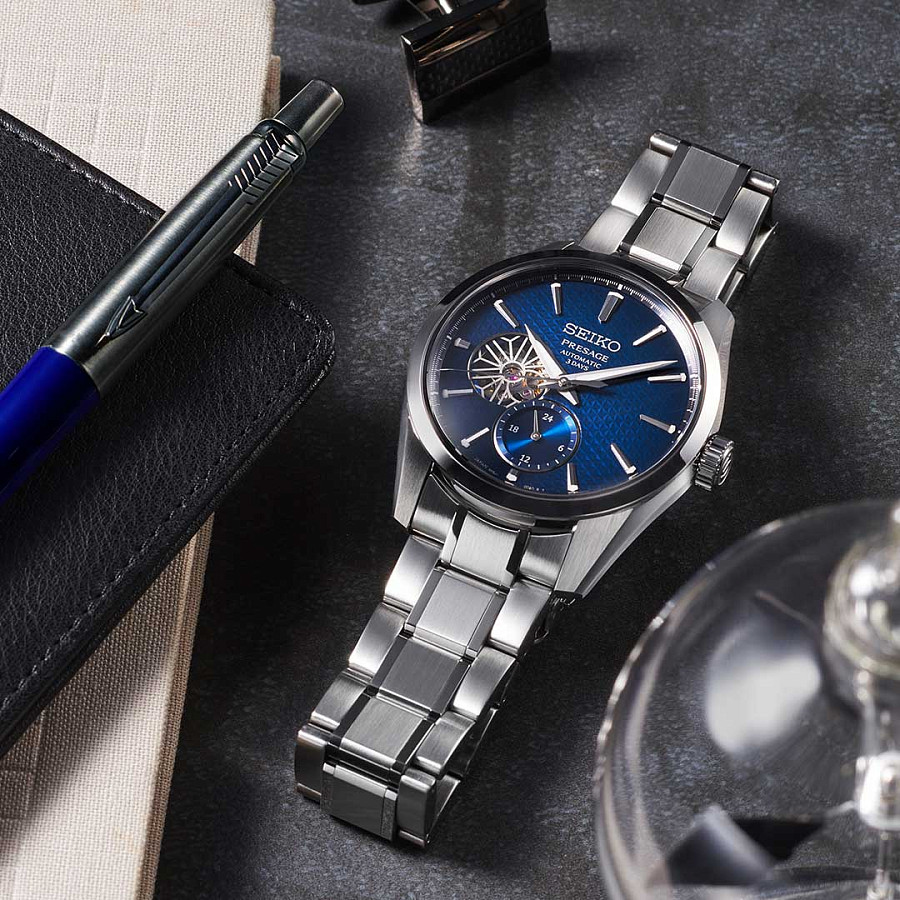 Часы Seiko Presage Sharp Edged Series SPB417 — синий, сталь металл