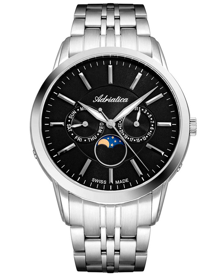 Часы Adriatica Moonphase A8306.5114QF — мужские, черный
