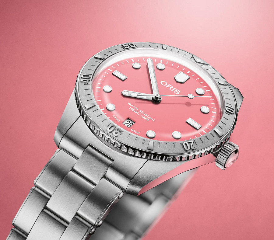 Часы Oris Divers Sixty‑Five 'Cotton Candy' 01 733 7771 4058-07 8 19 18 — сталь, Швейцария