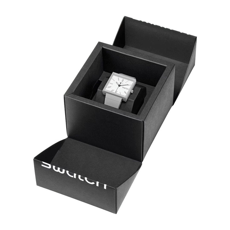 Часы Swatch Square Bioceramic Standard SO34M700 — белый, биокерамика