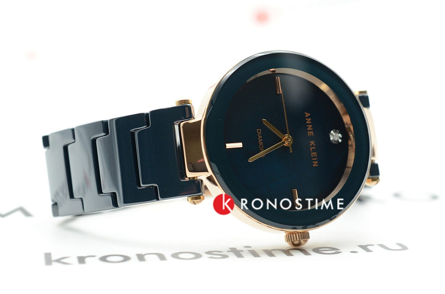 Часы Anne Klein Diamond 1018RGNV — сталь + pvd + керамика, женские