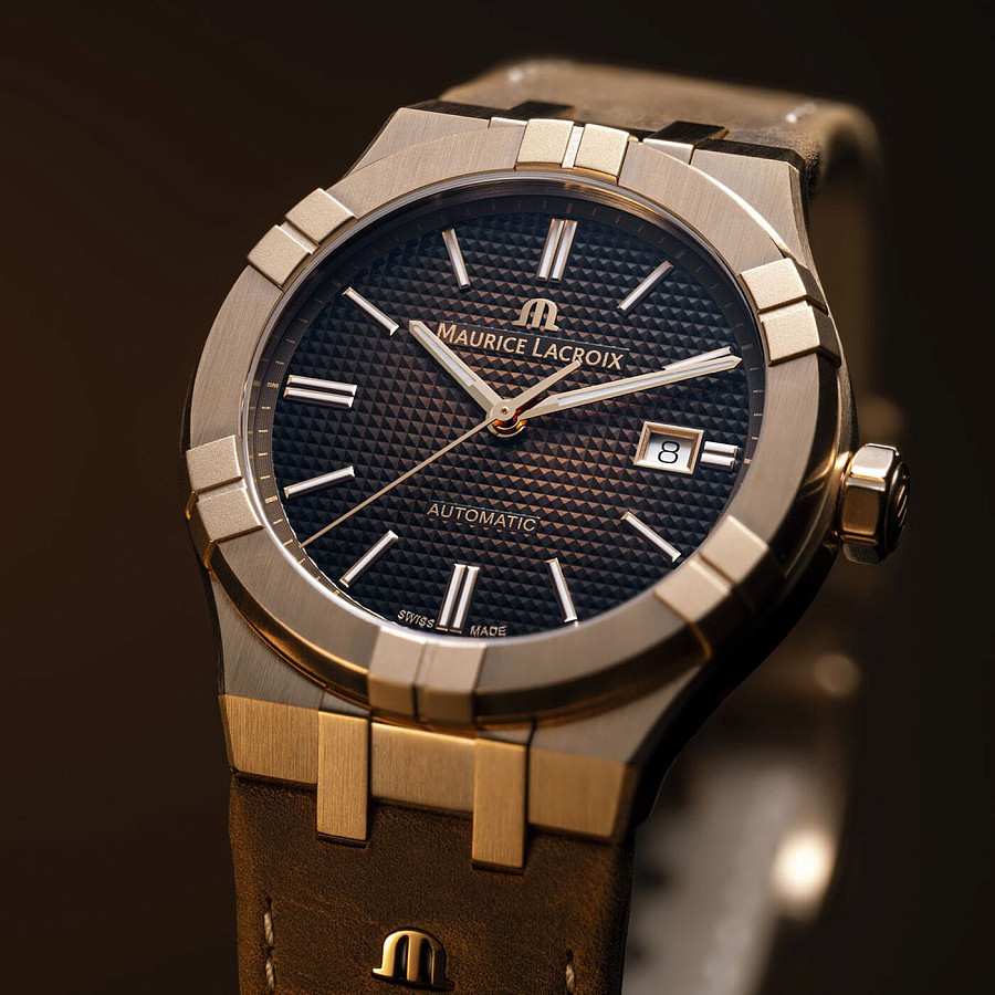 Часы Maurice Lacroix Aikon Automatic Bronze AI6008-BRZ01-730-3 — кожаный, мужские