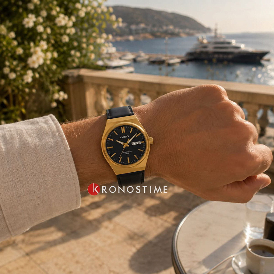 Часы Casio Collection MTP-E735GL-1A — кварцевые, металл сталь