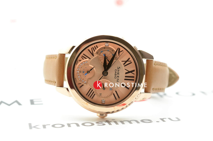 Часы Casio Sheen SHE-3059PGL-5AUER — кожаный, женские