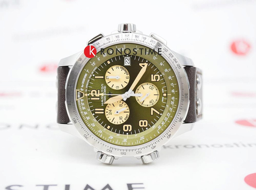Часы Hamilton Khaki X-Wind GMT Chrono Quartz H77932560 — кварцевые, сталь