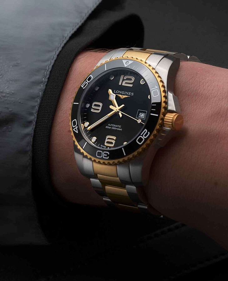 Часы Longines HydroConquest L3.782.3.56.7 — мужские, нержавеющая сталь с pvd-покрытием