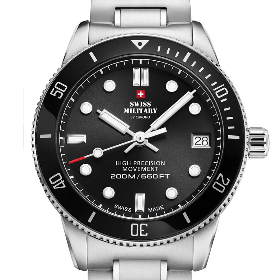Часы Swiss Military by Chrono Сверхточные SM34089.01 — кварцевые, металл сталь