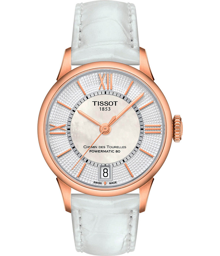 Часы Tissot Chemin des Tourelles Powermatic 80 Lady T099.207.36.118.00 — женские, белый