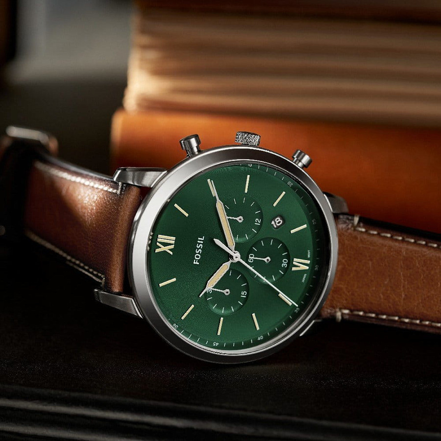 Часы Fossil Neutra FS5963 — зеленый, металл сталь