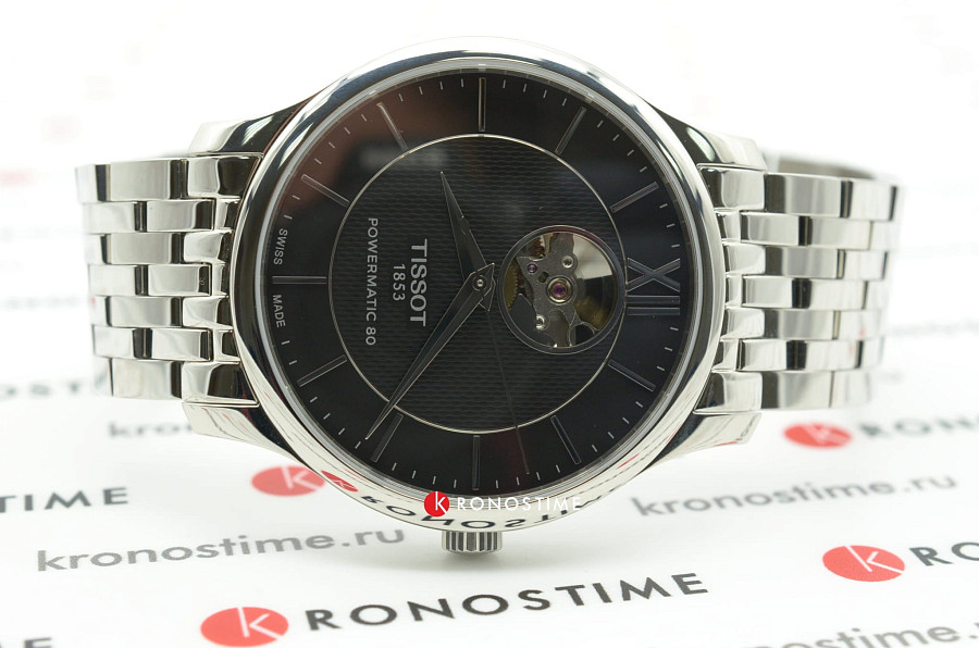 Часы Tissot Tradition Powermatic 80 Open Heart T063.907.11.058.00 — мужские, нержавеющая сталь
