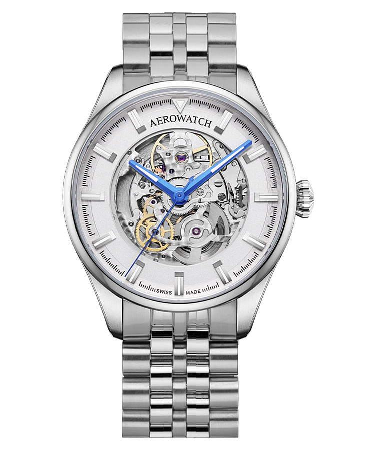 Часы Aerowatch Les Grandes Classiques Skeleton Automatic 60996 AA02 SQ M — мужские, серебристый