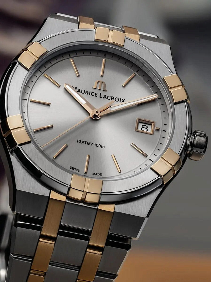 Часы Maurice Lacroix Aikon Quartz AI1108-PVP02-130-1 — кварцевые, сталь металл